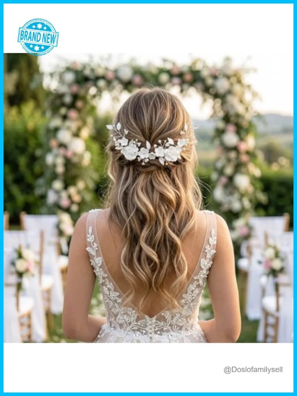 Bridal Wedding Hair Vine with Pearls and Flowers Leaf Headpiece Hair